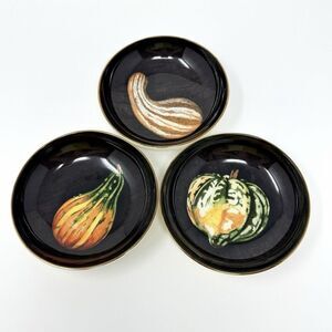 WILLIAMS SONOMA Harvest Pumpkin 5.5" Dip Bowls Set Of 3 Thanksgiving Autumn Fall